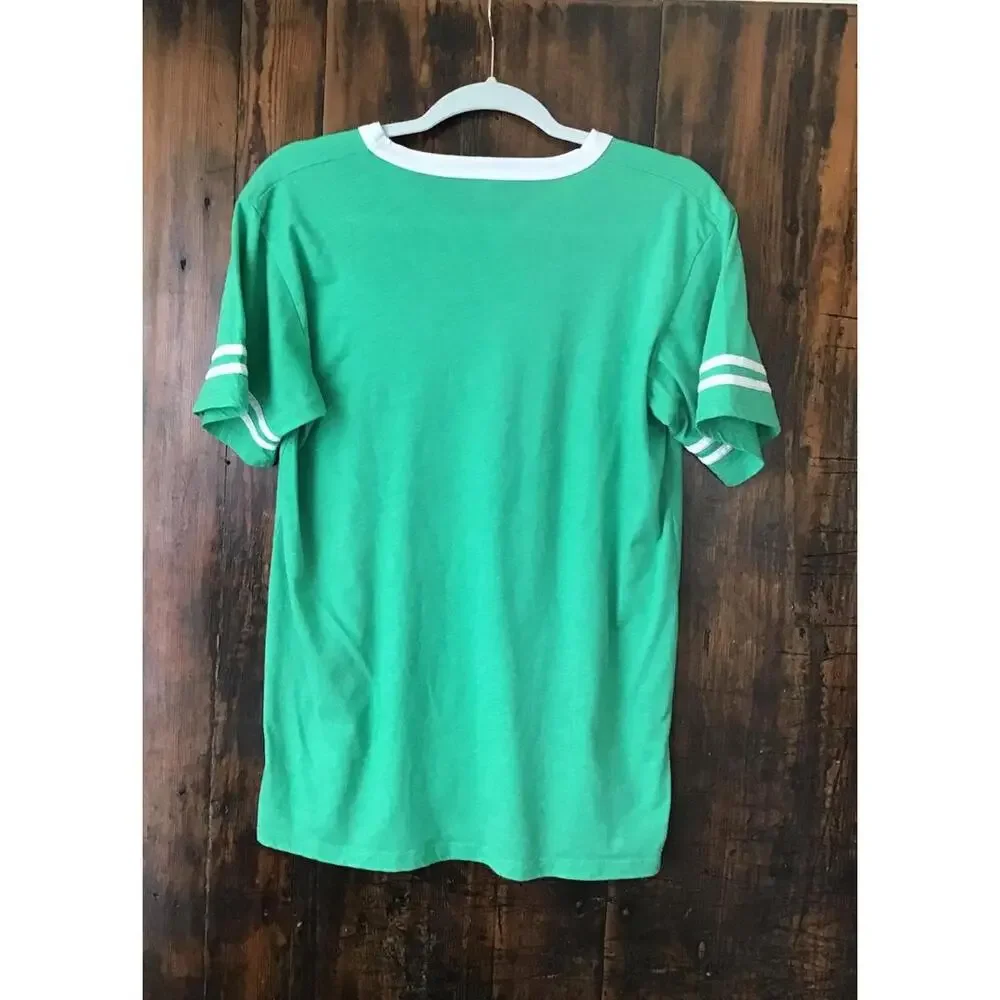 Rare Saint Patricks Day 1980’s Budweiser Vintage Ringer T-shirt Shamrock Sz M - Picture 2 of 5